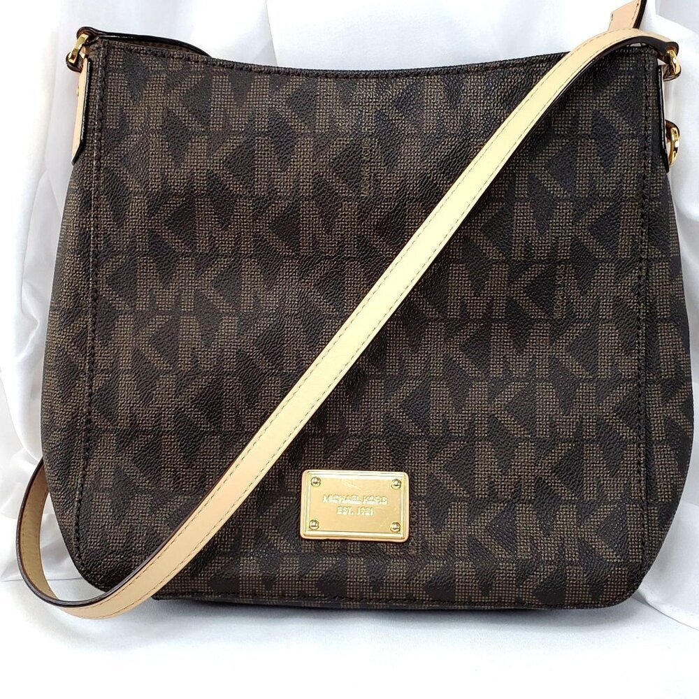 Michael Kors Brown Signature MK Monogram Crossbody Bag & Matching Wallet Set - Picture 3 of 16